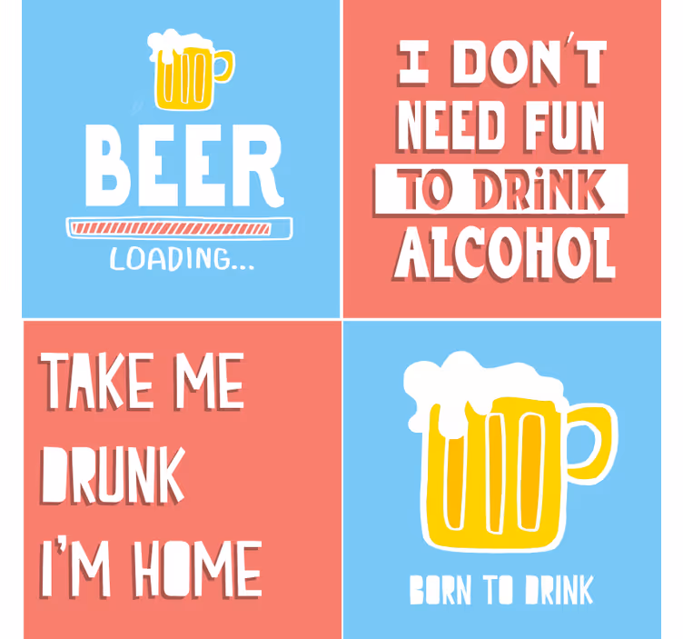 Bier onderzetters met leuke drankcitaten - TenStickers