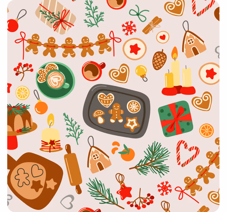 Kerst onderzetters feestelijke peperkoek lekkernijen - TenStickers