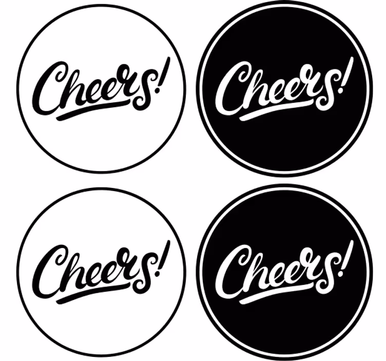 Bier onderzetters met stijlvolle cheers typografie - TenStickers