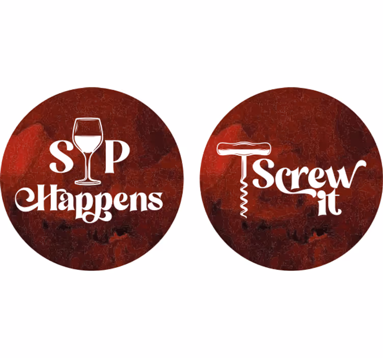 Citaat onderzetters met wijnhumor teksten - TenStickers