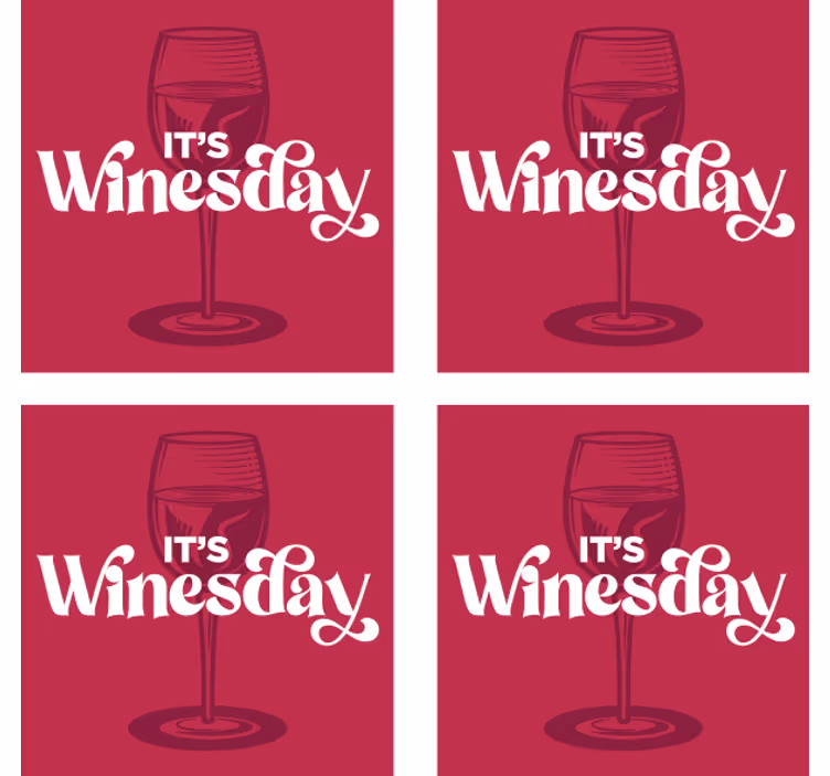 Citaat onderzetters wijnglas woensdag - TenStickers