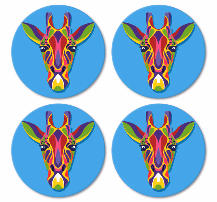 Moderne onderzetters Veelkleurige giraffe schilderij - TenStickers