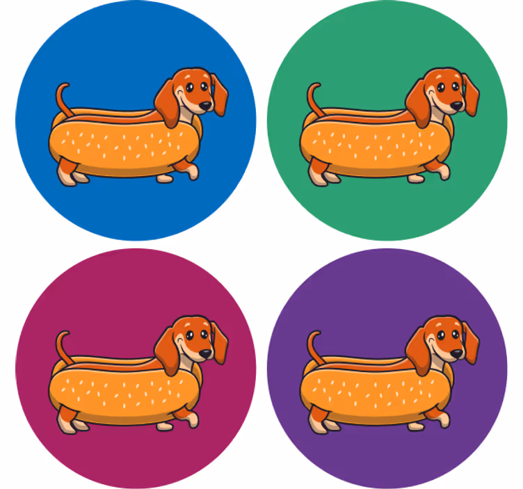 Enge onderzetters speelse worsthond - TenStickers