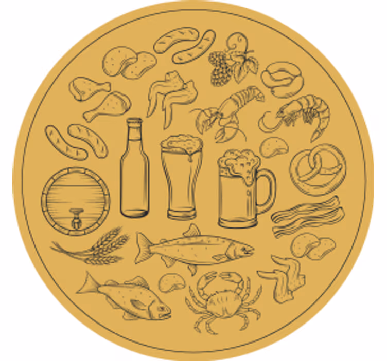 Bier onderzetters met voedsel en drank iconen - TenStickers