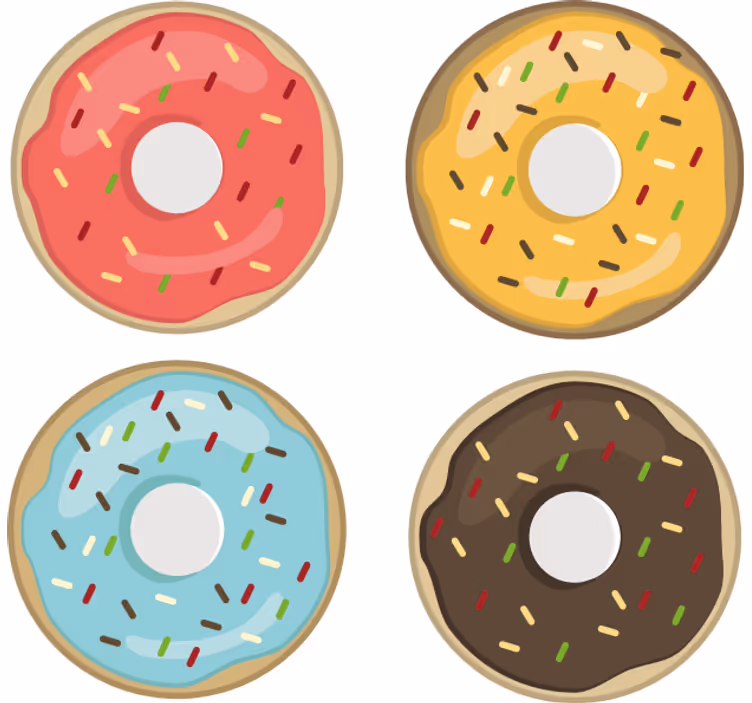 Enge onderzetters met kleurrijke donutontwerpen - TenStickers