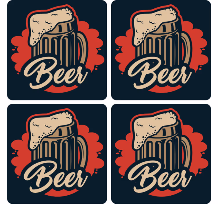 Bier onderzetters met schuimende mok illustratie - TenStickers