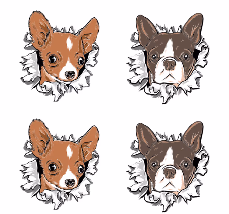 Enge onderzetters met chihuahua en bulldog gezichten - TenStickers