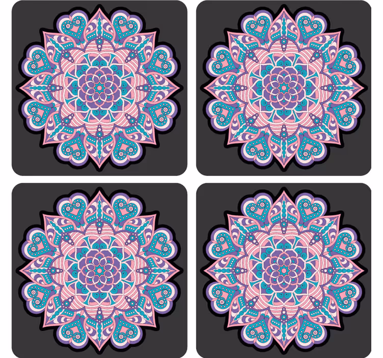 Enge onderzetters kleurrijk hart mandala - TenStickers