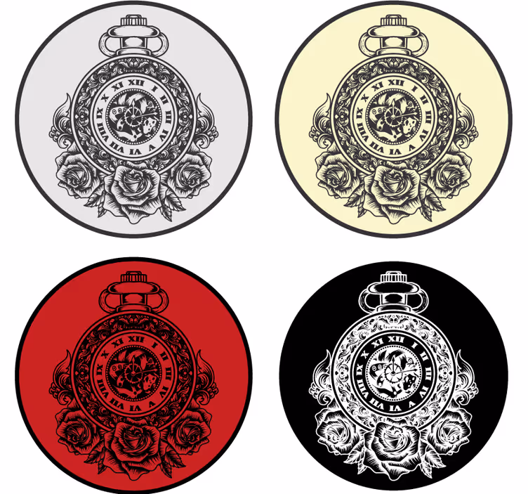 Vintage onderzetters vintage zakhorloge rozen - TenStickers