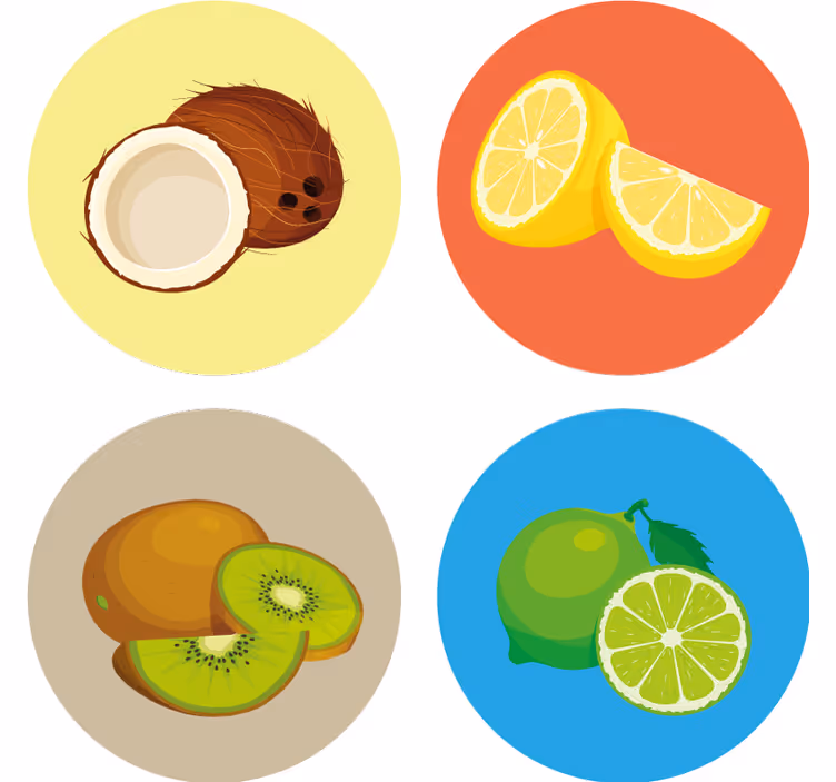 Moderne onderzetters fruit illustraties collectie - TenStickers