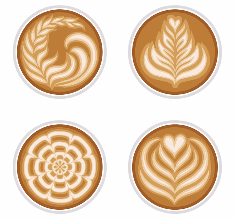 Enge onderzetters met latte art patronen - TenStickers