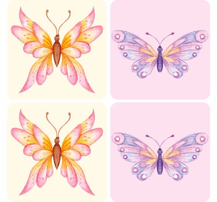 Enge onderzetters met levendige vlinderpatronen - TenStickers