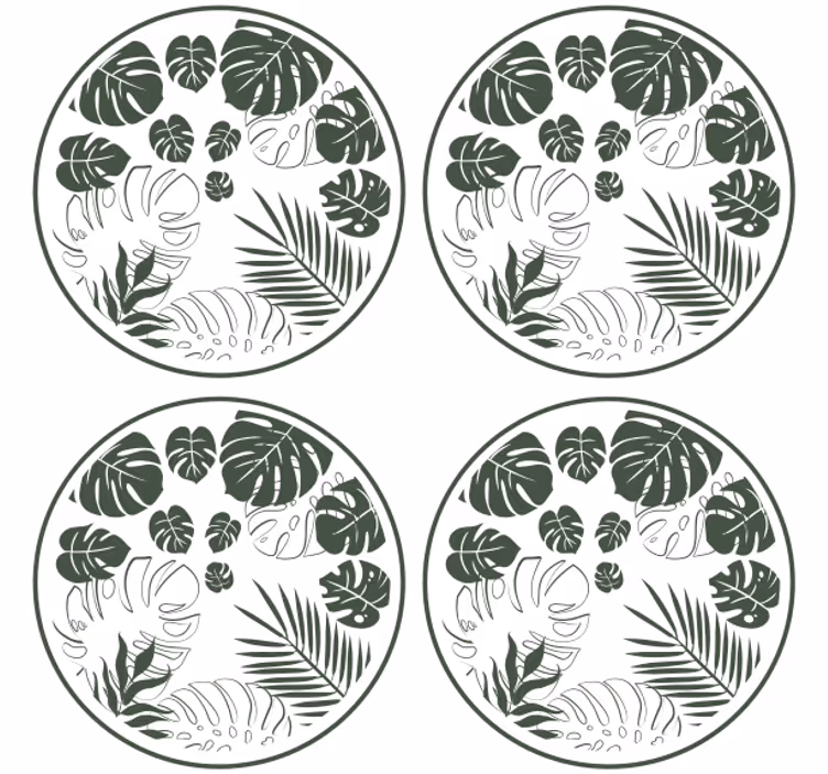 Onderzetters lush greenery cirkel motief - TenStickers
