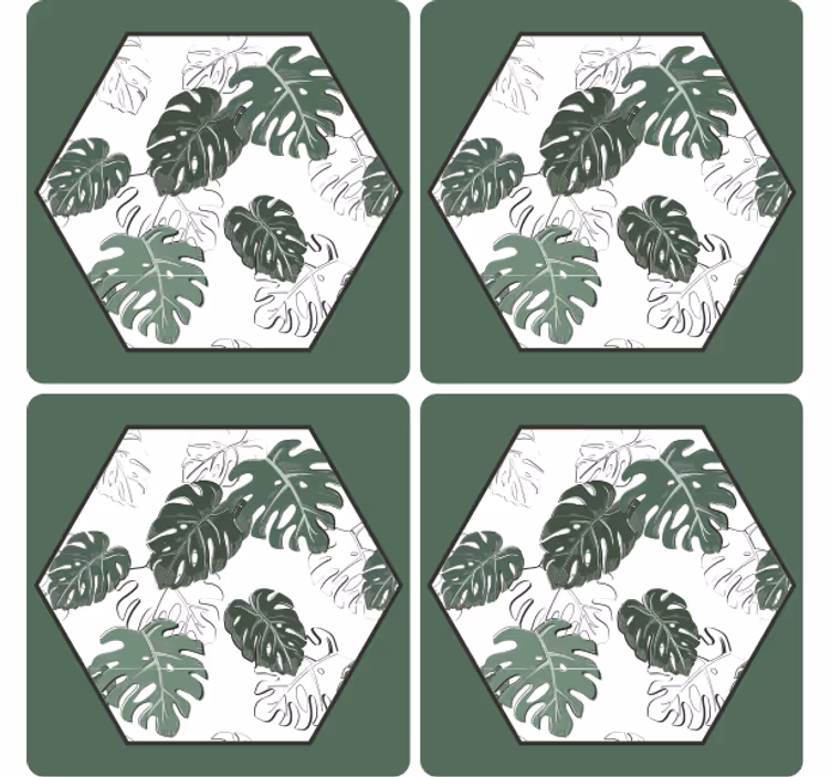 Onderzetters met hexagonaal bladdessin - TenStickers