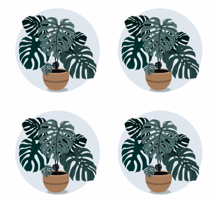 Moderne onderzetters monstera plantenillustratie - TenStickers