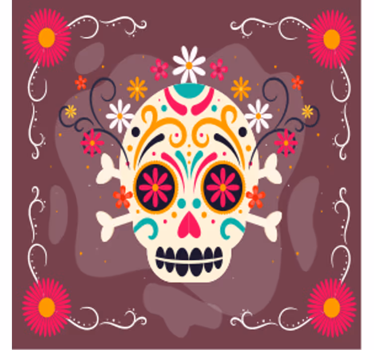 Halloween onderzetters kleurrijk schedelmotief - TenStickers