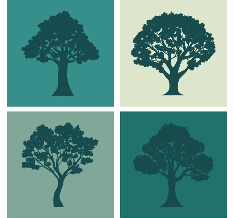 Onderzetters silhouetten van bomen collectie - TenStickers
