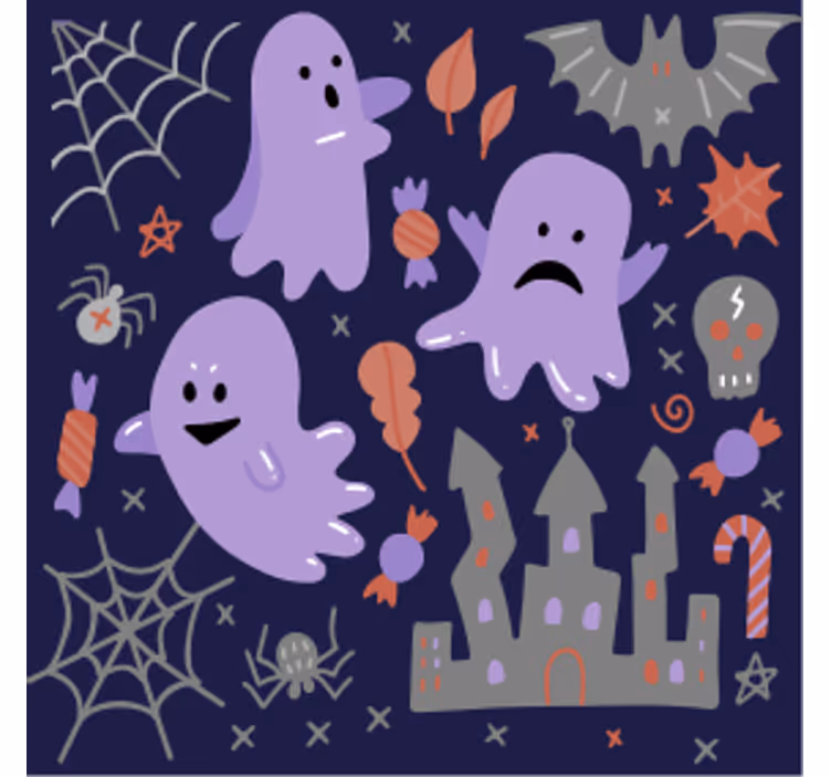 Halloween onderzetters met speelse spookjespatroon - TenStickers