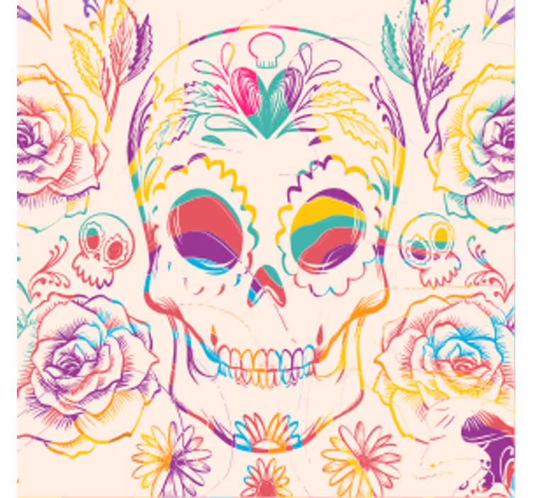 Halloween onderzetters kleurrijke skull bloemen - TenStickers