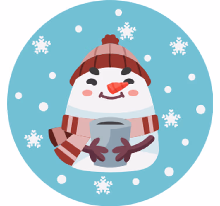 Kerst onderzetters sneeuwman met kopje - TenStickers