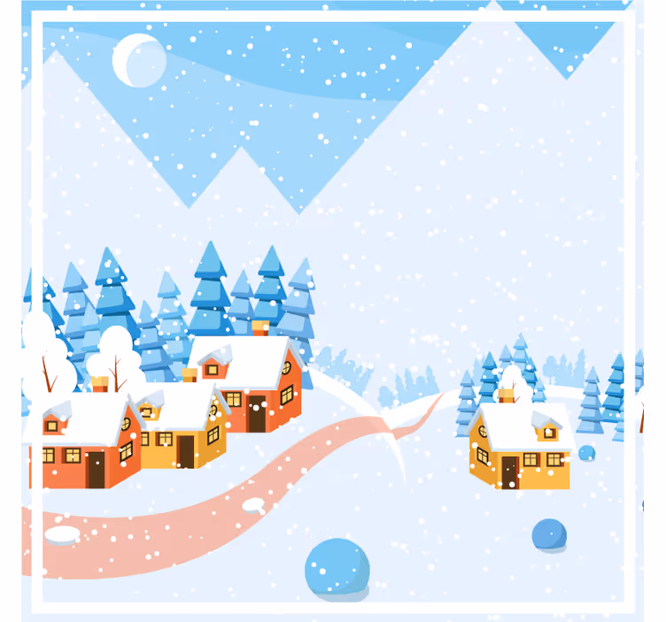 Kerst onderzetters sneeuwachtig dorpslandschap - TenStickers