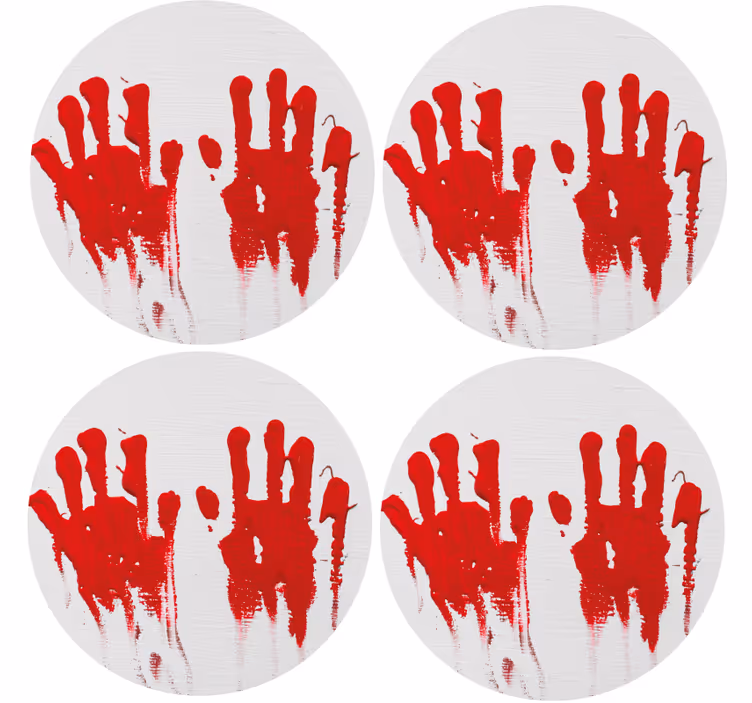 Halloween onderzetters met rode handafdrukken - TenStickers