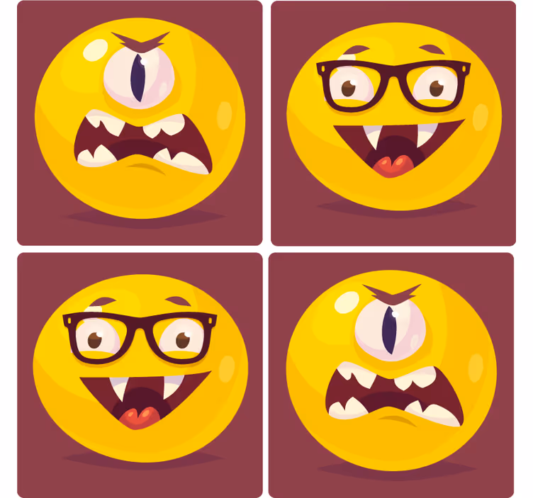 Enge onderzetters met griezelige glimlachjes - TenStickers