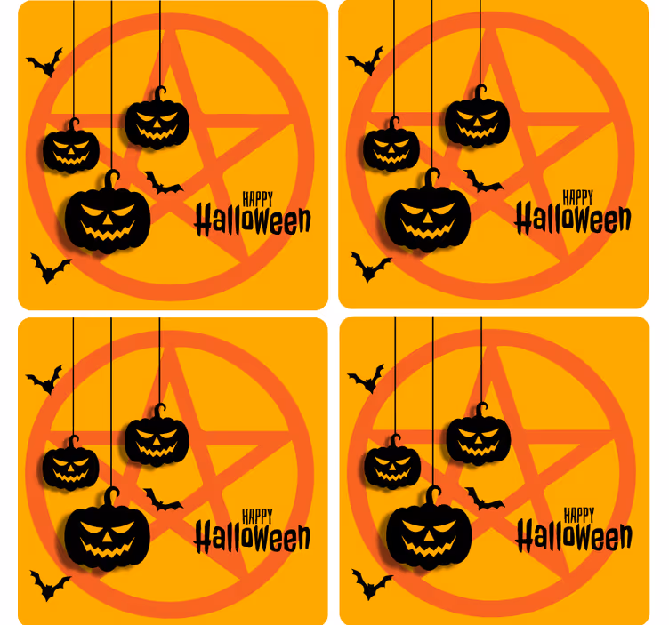 Griezelig pompoenmotief Halloween onderzetters - TenStickers