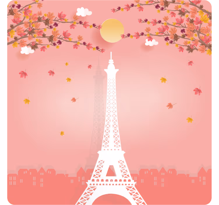 Moderne onderzetters eiffeltoren herfstscène - TenStickers