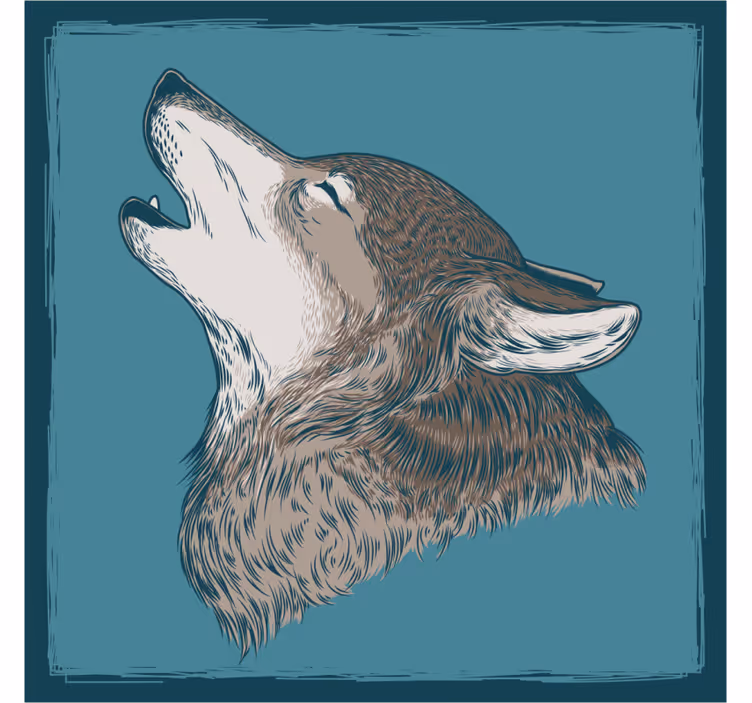 Enge onderzetters uilgende wolf illustratie - TenStickers