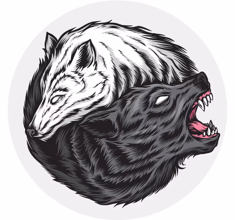 Enge onderzetters met contrasterende wolfkoppen - TenStickers
