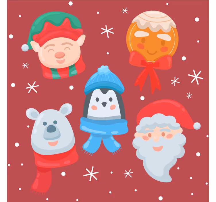 Kerst onderzetters feestelijke figuren assortiment - TenStickers