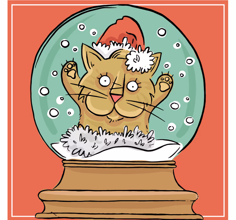 Kerst onderzetters feestelijke kat sneeuwbol - TenStickers