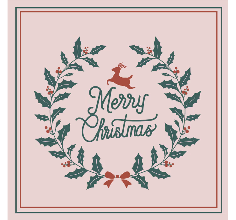 Kerst onderzetters rendier hulst krans - TenStickers