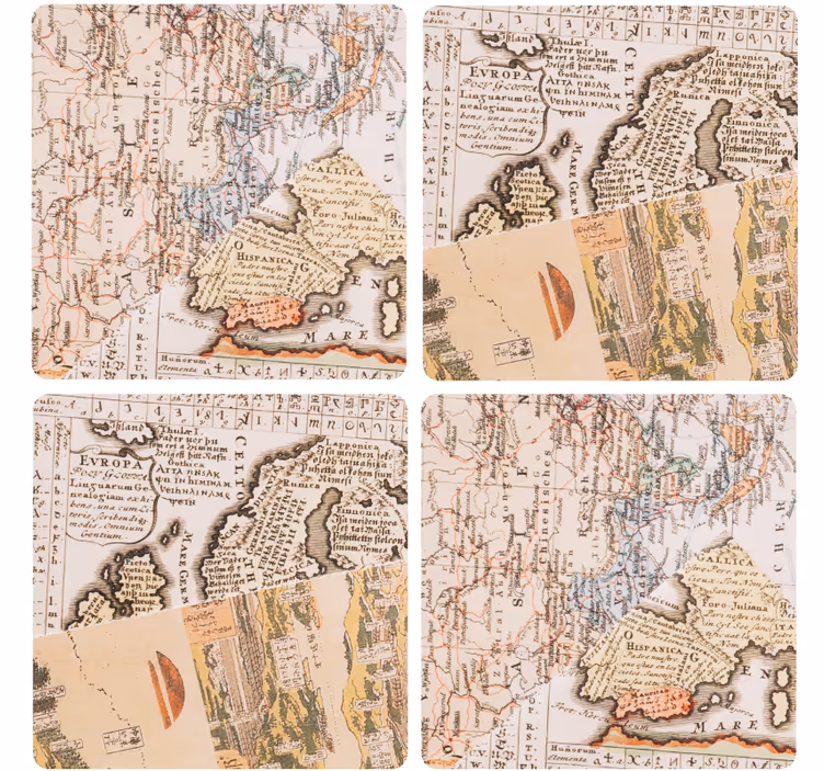 Vintage onderzetters vintage kaart coasters - TenStickers