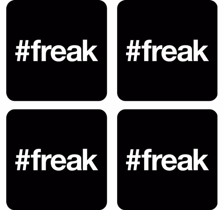Enge onderzetters zwarte achtergrond met hashtag - TenStickers