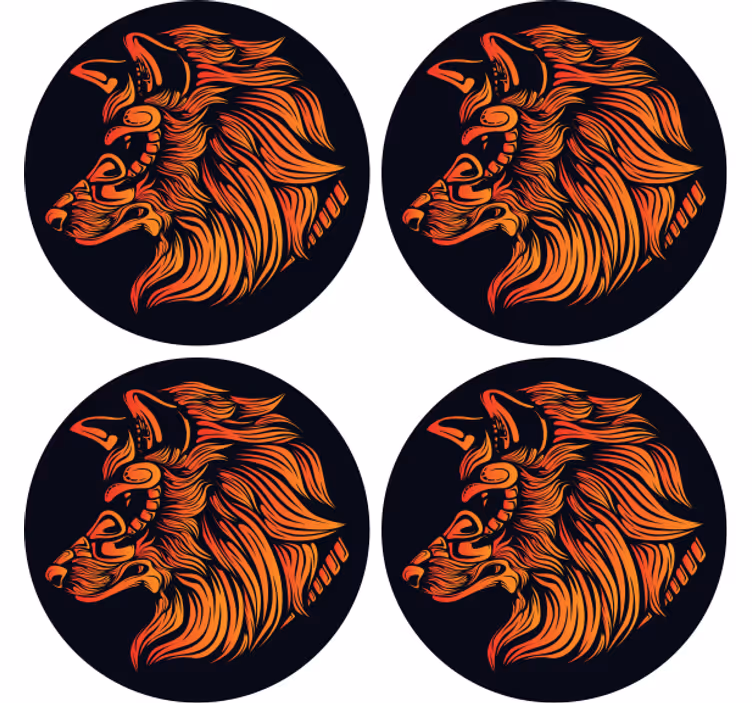 Vintage onderzetters fierce wolf profiel - TenStickers