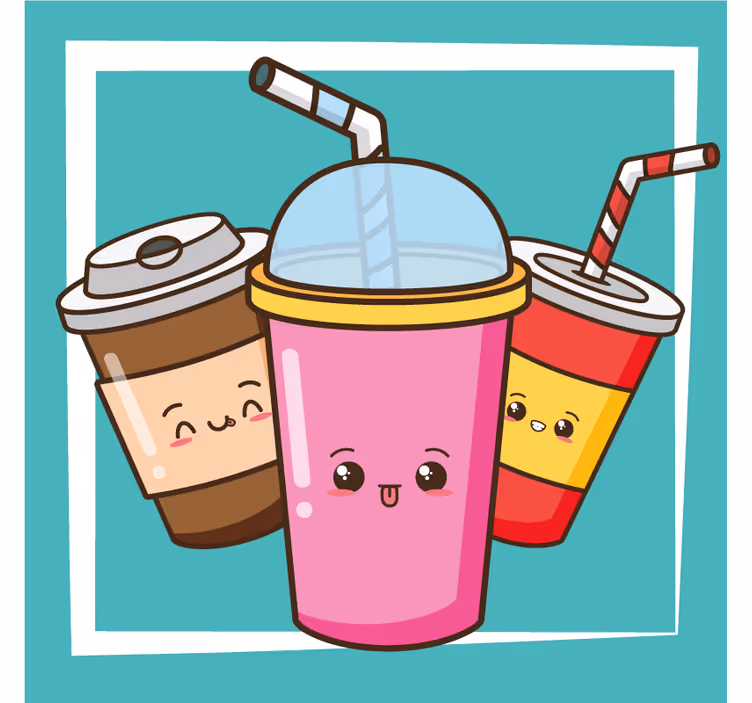 Enge onderzetters speelse drankpersonages - TenStickers