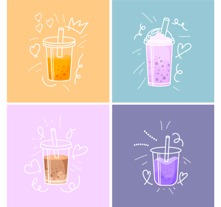 Moderne onderzetters met kleurrijke drankillustraties - TenStickers