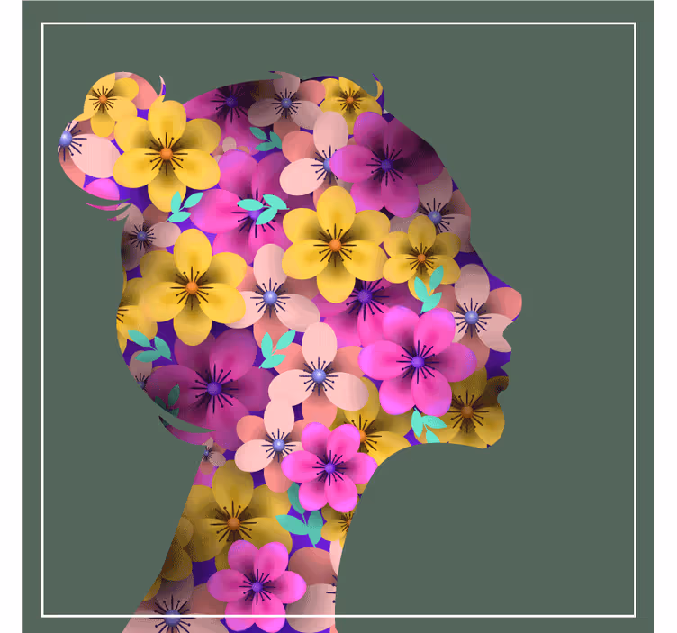 Moderne onderzetters bloemige silhouet profiel - TenStickers
