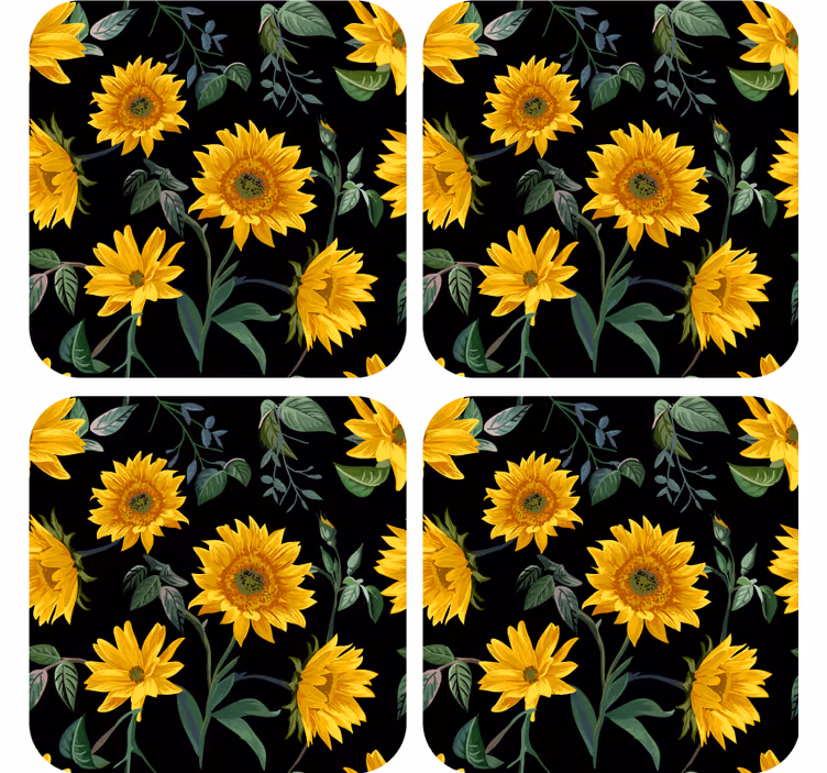 Moderne onderzetters zonnebloem bloemenpatroon - TenStickers