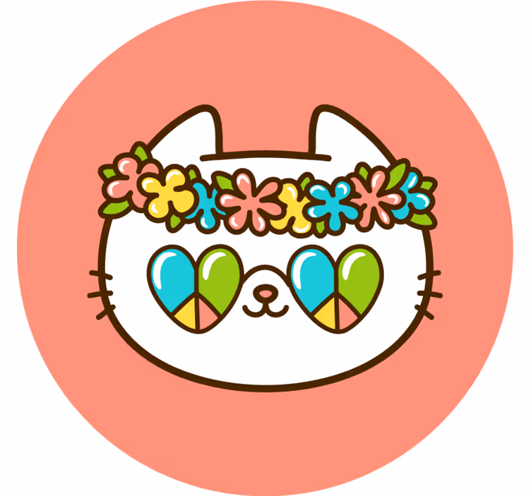 Enge onderzetters bloemenkrans kat - TenStickers