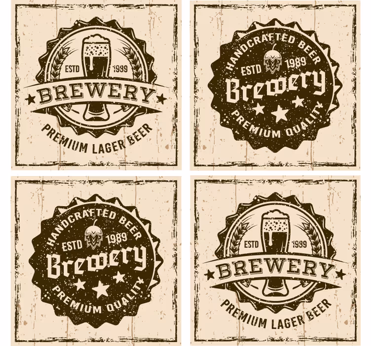 Bier onderzetters vintage brouwerij badge ontwerp - TenStickers
