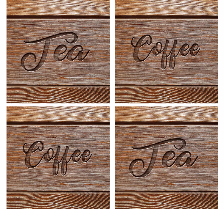 Citaat onderzetters met houten textuur labels - TenStickers