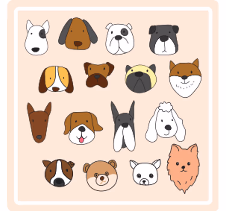 Enge onderzetters met schattige dierengezichten - TenStickers