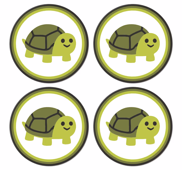 Enge onderzetters met glimlachende schildpad grafiek - TenStickers