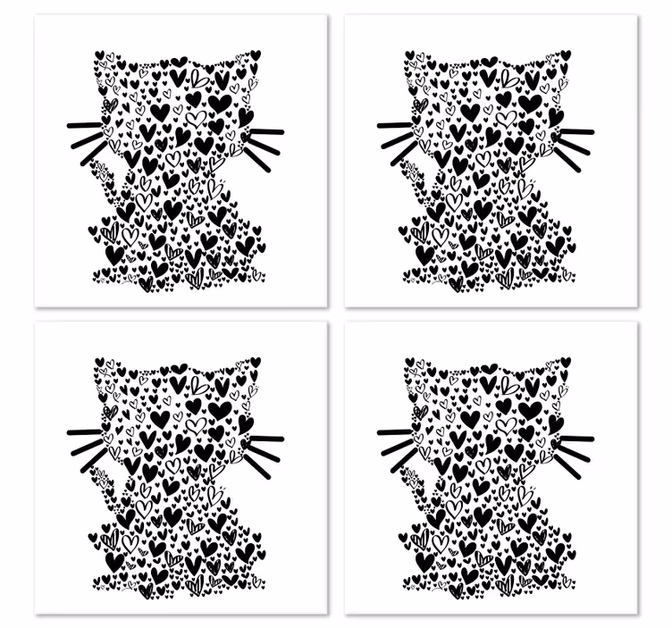 Moderne onderzetters Kattenharten - TenStickers