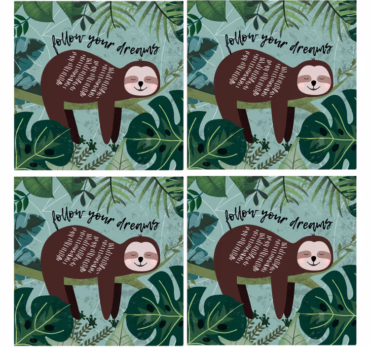 Enge onderzetters met inspirerende sloth quote - TenStickers