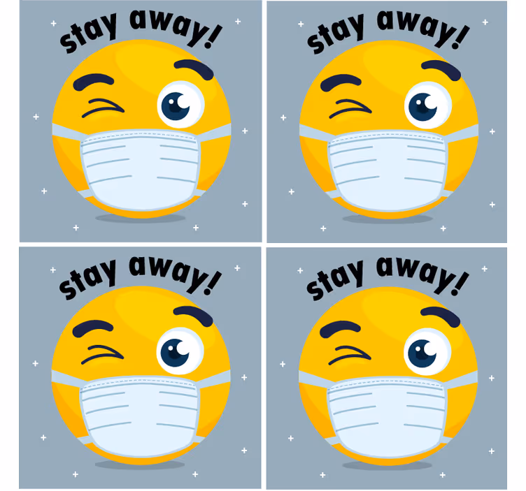 Andere onderzetter wenkende emoji met masker - TenStickers