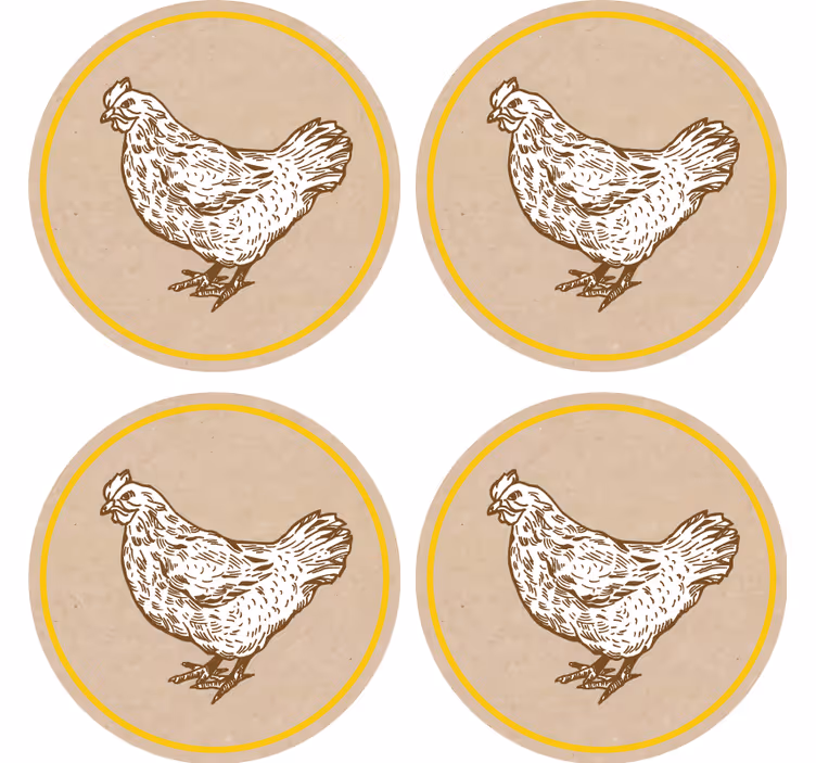 Vintage onderzetters met charmant kipmotief - TenStickers